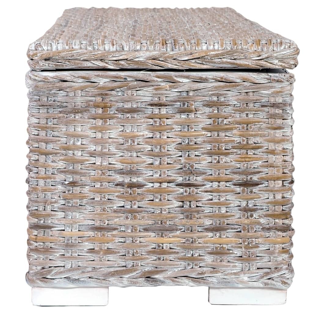 Storage Box 120 cm White Kubu Rattan and Solid Mango Wood